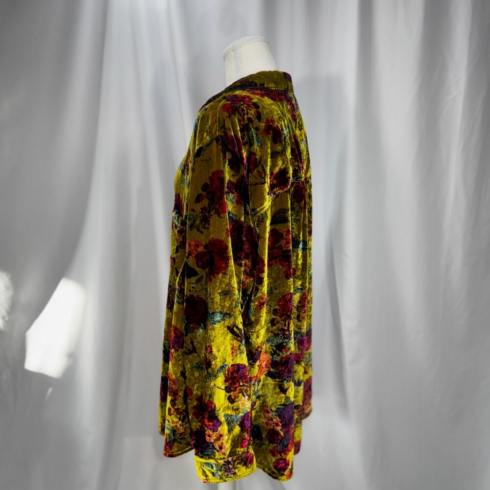 Anthropologie Pilcro Hadley Relaxed Velvet Burnout Shirt 2X Mustard Festival - Picture 13 of 16